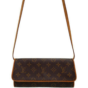 Louis Vuitton Monogram Leather Brown Pochette Twin Shoulder Bag